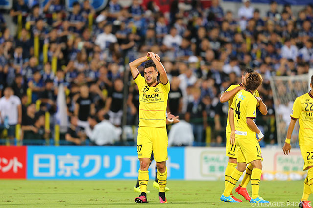 9分に右足で先制ゴールを決めたクリスティアーノ（柏）【明治安田Ｊ１ 2nd 第5節 柏vsＧ大阪】