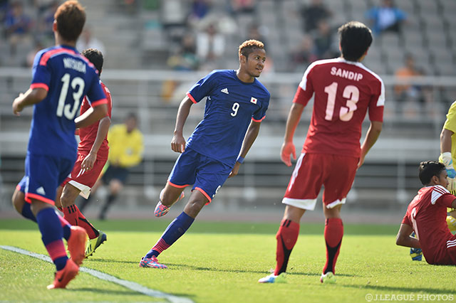 2014年、第17回アジア競技大会グループリーグ第3戦ではネパール代表から2得点