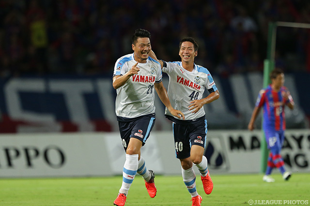 今季初ゴールとなる先制ヘッドを決めた森島 康仁（磐田）【明治安田Ｊ１ 2nd 第7節 FC東京vs磐田】