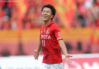 圧巻のハットトリックを達成した永井 謙佑（名古屋）