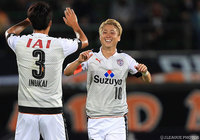 今季15点目となるゴールを決めた大前 元紀（清水）【明治安田Ｊ２ 第36節 金沢vs清水】