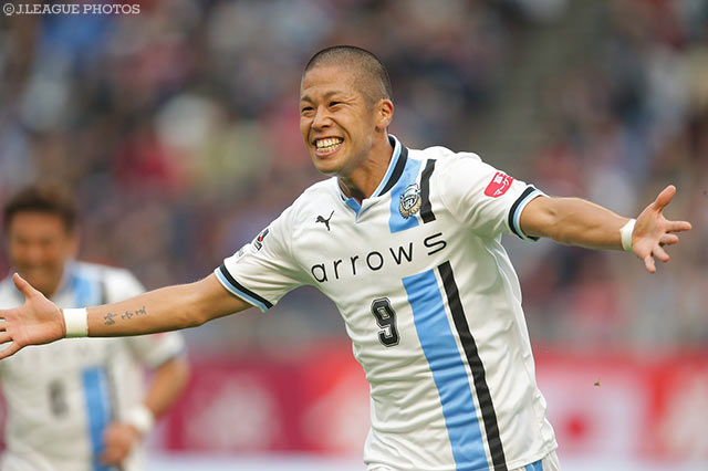 Ｊ１通算50試合出場を達成し、見事に決勝点を奪取した森本 貴幸（川崎Ｆ）【明治安田Ｊ１ 2nd 第16節 鹿島vs川崎Ｆ】