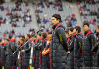 ホーム最終戦セレモニーで挨拶をするFC東京の主将・森重 真人【明治安田Ｊ１ 2nd 第16節 FC東京vs仙台】