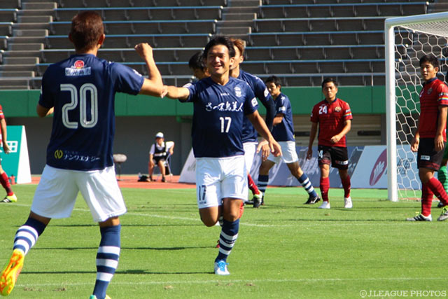 先制ゴールを挙げ、2戦連続得点の中原 優生（鹿児島）【明治安田Ｊ３ 第27節 鹿児島vs琉球】