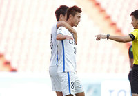 体勢を崩しながらも見事に同点ヘッドを決めた鈴木 優磨（鹿島）【アジアチャレンジ スパンブリーvs鹿島】