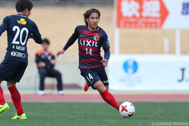 62分に投入され、2トップの一角としてプレーした金森 健志（鹿島）【DAZNニューイヤー杯 宮崎ラウンド 鹿島vs横浜FC】