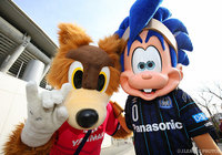 大阪のライバル、Ｃ大阪のロビーとＧ大阪のGAMBA BOYが仲良くパシャリ！【FUJI XEROX SUPER CUP 2017 鹿島vs浦和】