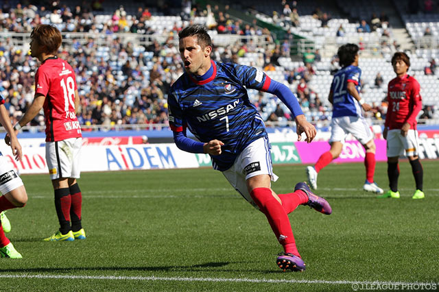 起死回生の同点ヘッドを決めたウーゴ ヴィエイラ（横浜FM）【明治安田Ｊ１ 第1節 横浜FMvs浦和】