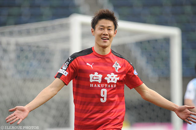 2得点を挙げ、勝利の立役者となった安 柄俊（熊本）【明治安田Ｊ２ 第1節 熊本vs讃岐】