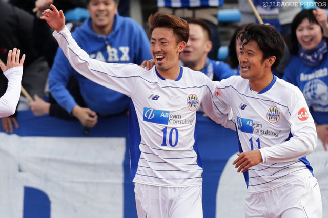 ゴール左隅にPKを決め、リードを広げた鈴木 雄斗（山形）【明治安田Ｊ２ 第1節 京都vs山形】