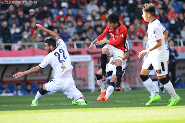 22分に右足で先制ゴールを決めた武藤 雄樹（浦和）【明治安田Ｊ１ 第2節 浦和vsＣ大阪】