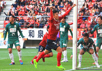 90分にCKから起死回生の同点ヘッドを決めた内田 健太（名古屋）【明治安田Ｊ２ 第2節 名古屋vs岐阜】