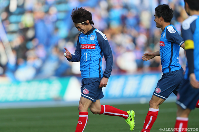 35分に左足で先制ゴールを決めた橋本 晃司（水戸）【明治安田Ｊ２ 第2節 水戸vs金沢】