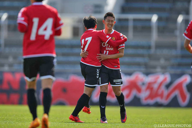 福島のＪ３アウェイ通算50得点目となる先制点を決めた田村 翔太【明治安田Ｊ３ 第1節 YS横浜vs福島】