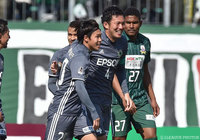 松本の今季初得点となる先制ボレーを決めた飯田 真輝（#4）【明治安田Ｊ２ 第3節 岐阜vs松本】