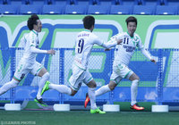 63分に巧みなパスワークから先制点を決めた原口 拓人（鳥取 #11） 【明治安田Ｊ３ 第1節 Ｇ大23vs鳥取】