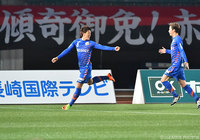 開始4分に先制ゴールを決めた木村 裕（長崎）【明治安田Ｊ２ 第4節 長崎vs金沢】