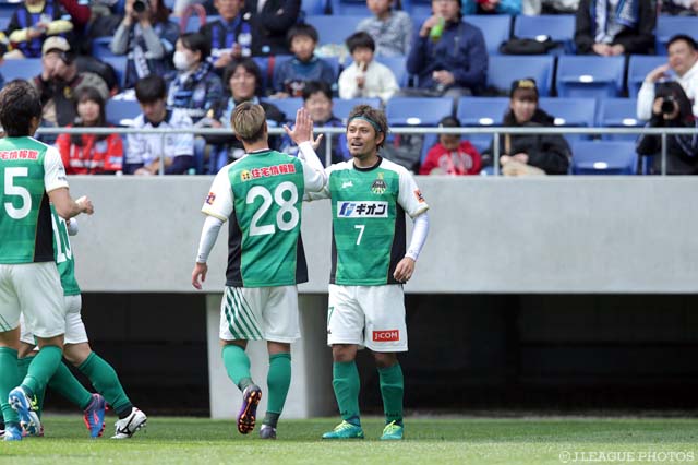 チームの今季初ゴールとなる先制点を決めた保﨑 淳（相模原）【明治安田Ｊ３ 第2節 Ｇ大23vs相模原】