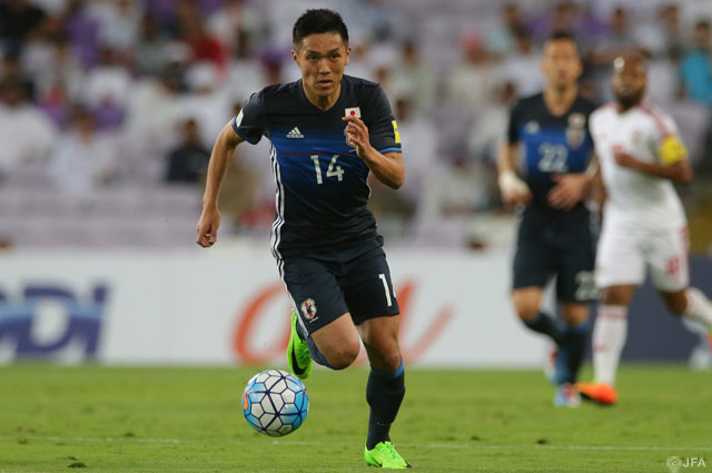 14分に先制ゴールを決めた久保 裕也（KAAヘント）【ロシアＷ杯 アジア最終予選 UAEvs日本】