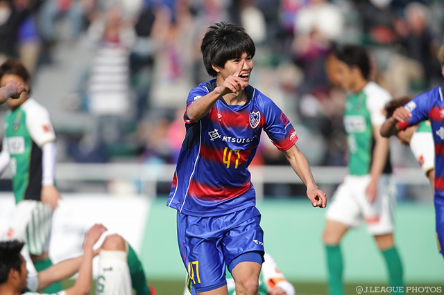 58分に均衡を破る先制ゴールを決めた小林 幹（Ｆ東23）【明治安田Ｊ３ 第3節 Ｆ東23vs相模原】