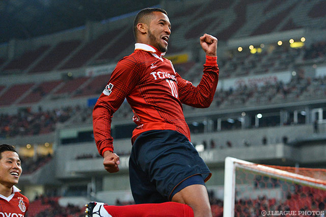 2得点を挙げてゴールラッシュを締めくくったフェリペ ガルシア（名古屋）【明治安田Ｊ２ 第6節 名古屋vs熊本】