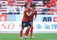 58分に復帰後初ゴールとなる直接FKを決めた玉田 圭司（名古屋）【明治安田Ｊ２ 第7節 名古屋vs讃岐】