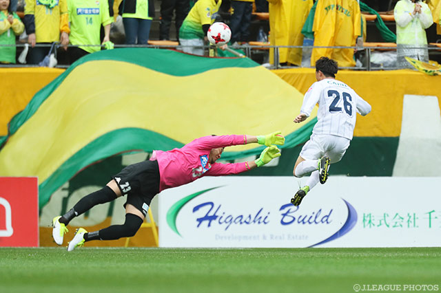 高井 和馬（群馬）のループシュートはバーに嫌われ、追加点ならず【明治安田Ｊ２ 第7節 千葉vs群馬】
