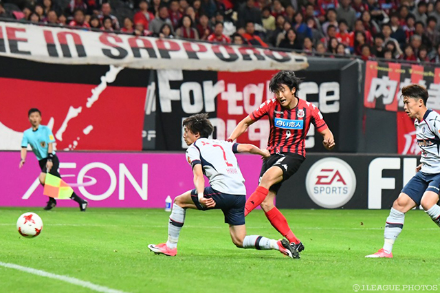 59分に決勝ゴールを決めた都倉 賢（札幌）【明治安田Ｊ１ 第6節 札幌vsFC東京】