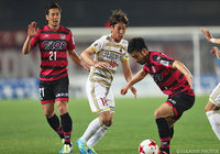 FKから見事に決勝点をアシストした野田 紘史（岡山）【明治安田Ｊ２ 第7節 岡山vs金沢】