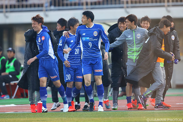 4分に瀬沼 優司（#9）の得点で幸先良く先制した山形【明治安田Ｊ２ 第7節 山形vs大分】