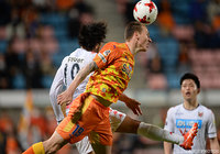 ヘディングでゴールを狙ったミッチェル デューク（清水）【ルヴァンカップ GS 第2節 清水vs札幌】