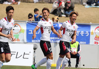 開始３分に直接FKからのボールを右足で決めた梅内 和磨（盛岡）【明治安田Ｊ３ 第5節 盛岡vs藤枝】