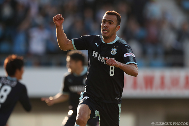 試合終了間際の90+４分に劇的な決勝ゴールを決めたムサエフ（磐田）【明治安田Ｊ１ 第7節 磐田vs鳥栖】