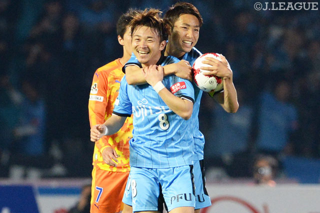 およそ1か月ぶりとなる先発出場で得点を決めた阿部 浩之（川崎F）【明治安田Ｊ１ 第8節 川崎Fvs清水】