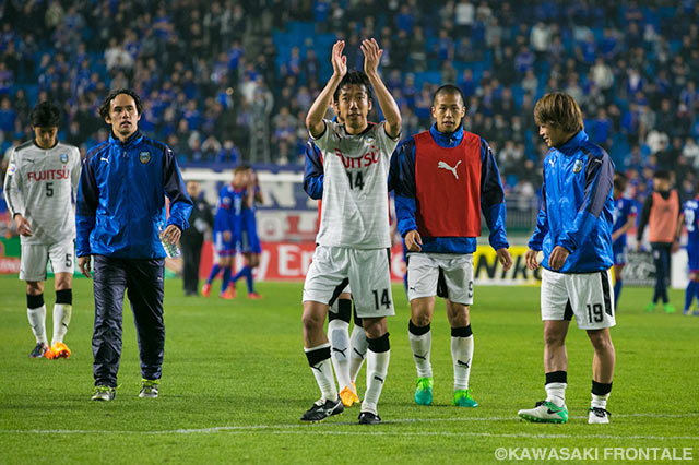 鋭いクロスで決勝点を見事に演出した中村 憲剛（川崎Ｆ #14）【ＡＣＬ GS MD5 水原三星vs川崎Ｆ】