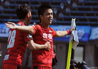 先制点を決め、熊本のＪ２通算400点目を挙げた平繁 龍一（熊本）【明治安田Ｊ２ 第10節 熊本vs横浜FC】