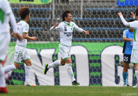 58分の追加点で、リードを2点に広げた河合 秀人（鳥取）【明治安田Ｊ３ 第7節 YS横浜vs鳥取】