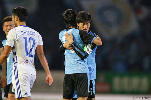 前半終了間際にCKを頭で合わせて追加点を挙げた谷口 彰悟（川崎Ｆ）【ＡＣＬ GS MD6 川崎ＦvsイースタンSC】