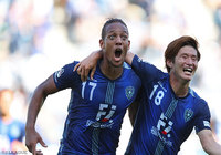 2戦連続となる決勝点を決め、勝負強さを見せつけたウェリントン（福岡 #17）【明治安田Ｊ２ 第13節 福岡vs岡山】