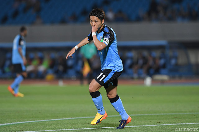2試合連続ゴールとなる先制点を決めた小林 悠（川崎Ｆ）【ＡＣＬ ラウンド16 第2戦 川崎Ｆvsムアントン】