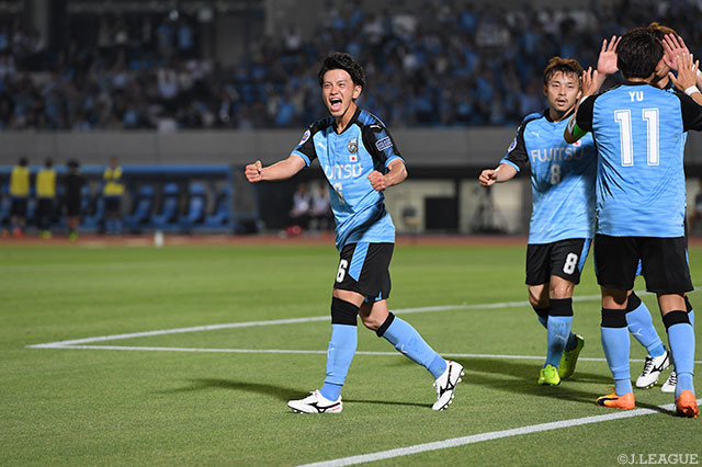 先制からわずか1分後に追加点を押し込んだ長谷川 竜也（川崎Ｆ）【ＡＣＬ ラウンド16 第2戦 川崎Ｆvsムアントン】