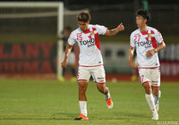 平 秀斗（#15）の豪快な一撃で1点差に追い上げた福島【明治安田Ｊ３ 第12節 鹿児島vs福島】