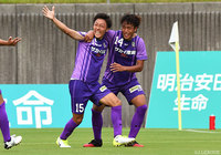 豪快な一撃で3連勝につながる決勝点を挙げた水野 泰輔（藤枝 #15）【明治安田Ｊ３ 第16節 藤枝vsＧ大23】