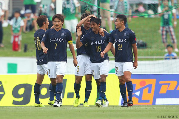 今季初出場の川森 有真（#16）のゴールで前半終了間際に先制した鹿児島【明治安田Ｊ３ 第17節 相模原vs鹿児島】