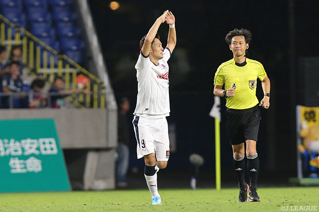 4試合連続ゴールとなる先制点を挙げた杉本 健勇（Ｃ大阪）【明治安田Ｊ１ 第19節 Ｇ大阪vsＣ大阪】