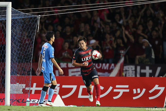 87分に一矢を報いる今季５点目のゴールを決めた鈴木 優磨（鹿島）【明治安田Ｊ１ 第22節 川崎Ｆvs鹿島】