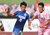 決定的な一撃を放つも、DFの好守に阻まれた薗田 卓馬（沼津）【明治安田Ｊ３ 第20節 福島vs沼津】