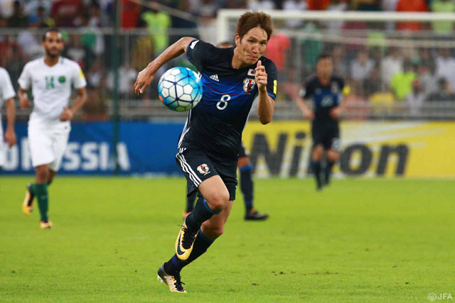 厳しい環境の中でも豊富な運動量で攻守に存在感をみせた原口 元気（ヘルタ・ベルリン/ドイツ）【ロシアＷ杯 アジア最終予選 サウジアラビアvs日本】