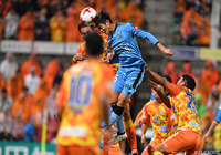 14分に先制のヘッドを決めた谷口 彰悟（川崎Ｆ）【明治安田Ｊ１ 第26節 清水vs川崎Ｆ】