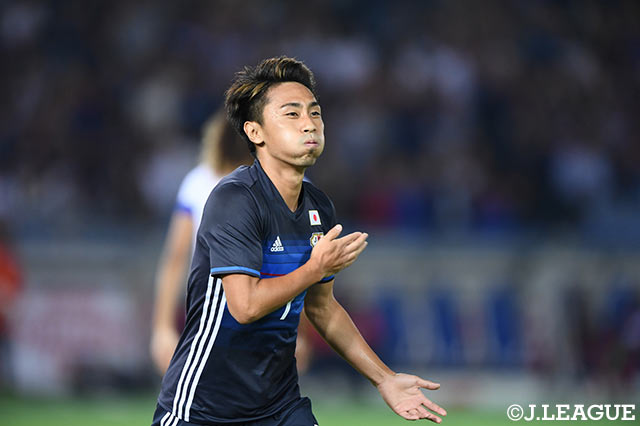 ヘディングで先制点を挙げた倉田 秋（Ｇ大阪）。これで2試合連続ゴール、代表の厳しいポジション争いに食い込めるか【国際親善試合：日本vsハイチ】